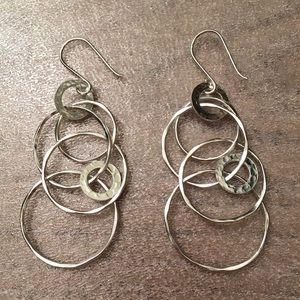 New Ippolita jetset silver long circle earrings